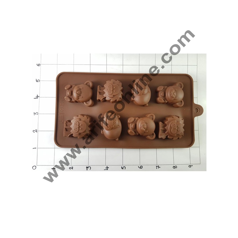 Cake Decor Silicon 8 Cavity Lion Shape Design Brown Chocolate Mould, Ice Mould, Chocolate Decorating Mould