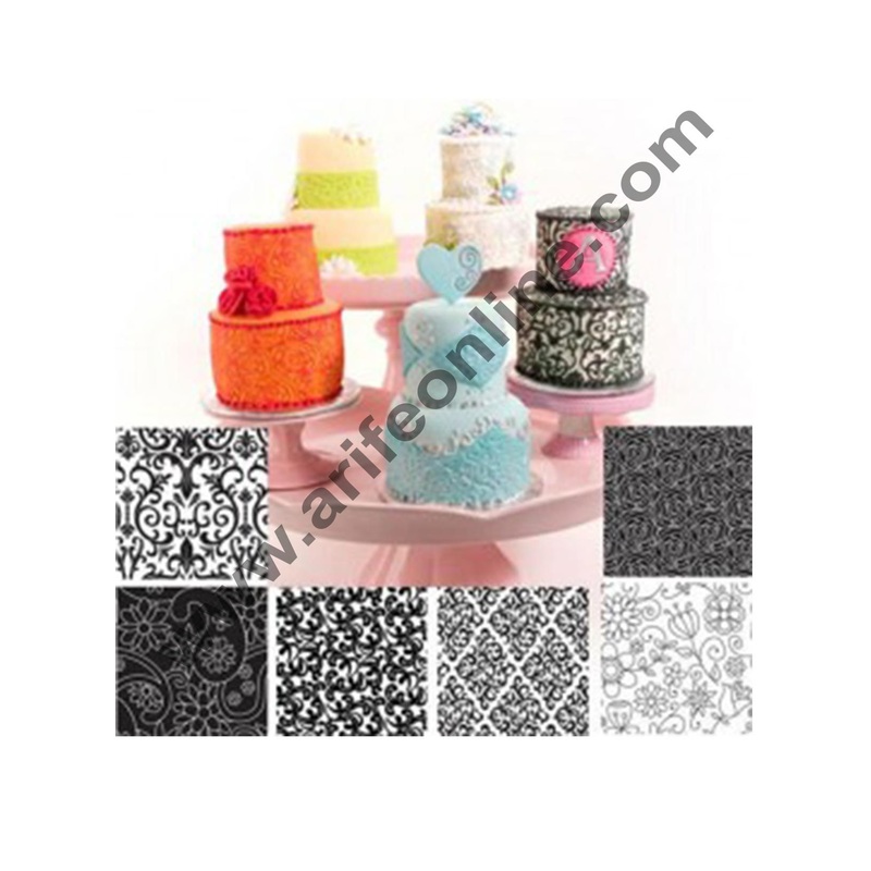Cake Decor Tools Floral Pattern Texture Sheets - Set of Three Floral Patterns Impression Mats