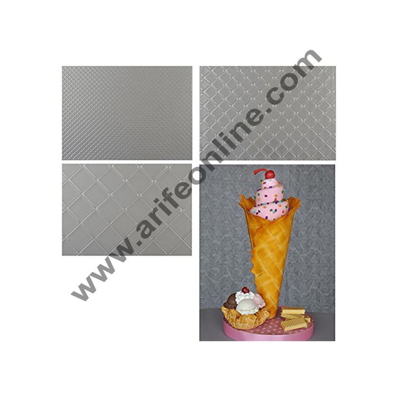 Cake Decor Waffle Pattern Texture Sheets - Set of Three Waffle Patterns Impression Mats