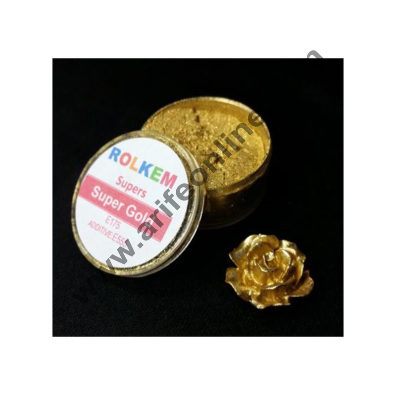 Rolkem Super Gold Metallic Edible Luxury Luster Dusting Powder 10ml,By Cake Decor