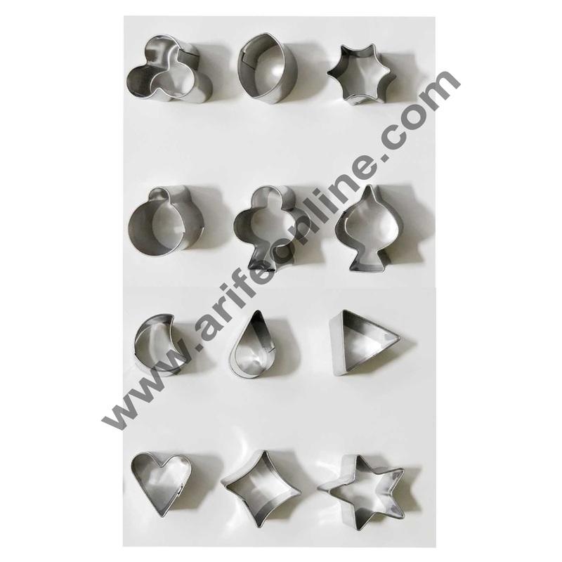Cake Decor 12 pcs spade,triangle,heart,circle Shape Mini Cutter Bakeware Mould Biscuit Mould Set Sugar Arts Fondant Cake Decoration Tools
