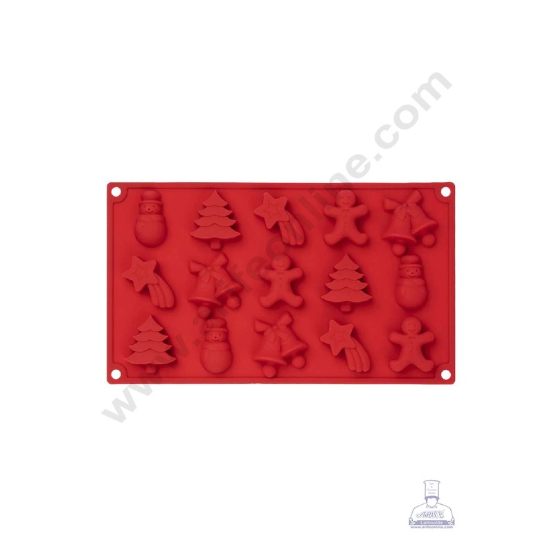 Cake Decor 15-Cavity Christmas Tree,Jingle Bell Chocolate Silicone Mould for Homemade Soap, Cake, Cupcake, Pudding, Jelly, Bread,Soap Ice Cube Tray Mould Mold Shape Silicone Brown Chocolate Moulds