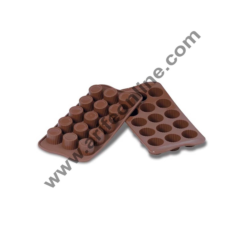 Cake Decor 15-Cavity Circle Shape Silicone Brown chocolate Moulds