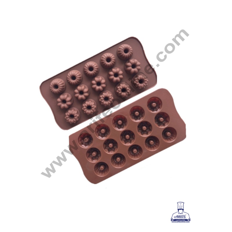 Cake Decor 15-Cavity Donut Shape Silicone Brown chocolate Moulds