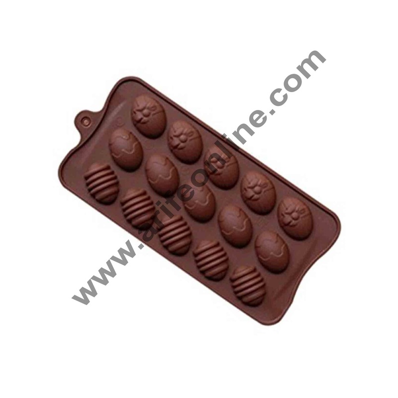 Cake Decor 15-Cavity Easter Egg Silicone Mould for Homemade Soap, Cake, Cupcake, Pudding, Jello, Bread,Soap Ice Cube Tray Mould Mold Shape Silicone Brown Chocolate Moulds