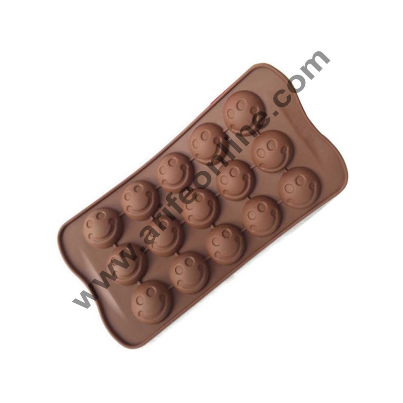 Cake Decor 15-Cavity Silence Smiley Shape Silicone Brown chocolate Moulds