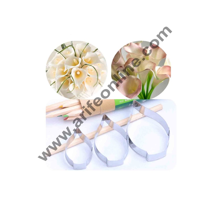 Cake Decor 3 Pcs Calla Lily Petals Cutter Bakeware Mould Biscuit Mould Set Sugar Arts Fondant Cake Decoration Tools