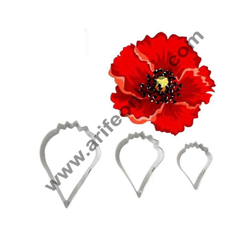 Cake Decor 3 Pcs Poppy Petals Cutter Bakeware Mould Biscuit Mould Set Sugar Arts Fondant Cake Decoration Tools