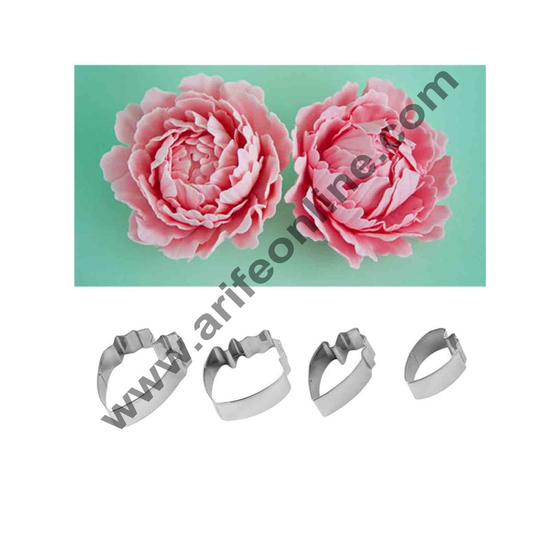 Cake Decor 4 Pcs Peony Petal Shape Cutter Bakeware Mould Biscuit Mould Set Sugar Arts Fondant Cake Decoration Tools