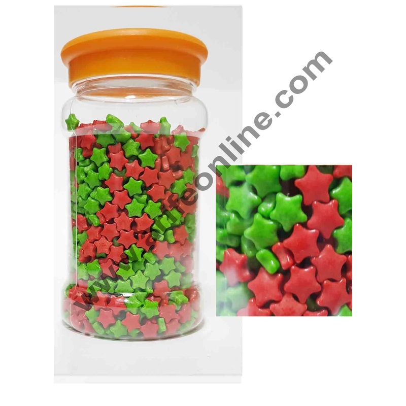 Cake Decor Christmas Stars Red,Green Sugar Candy