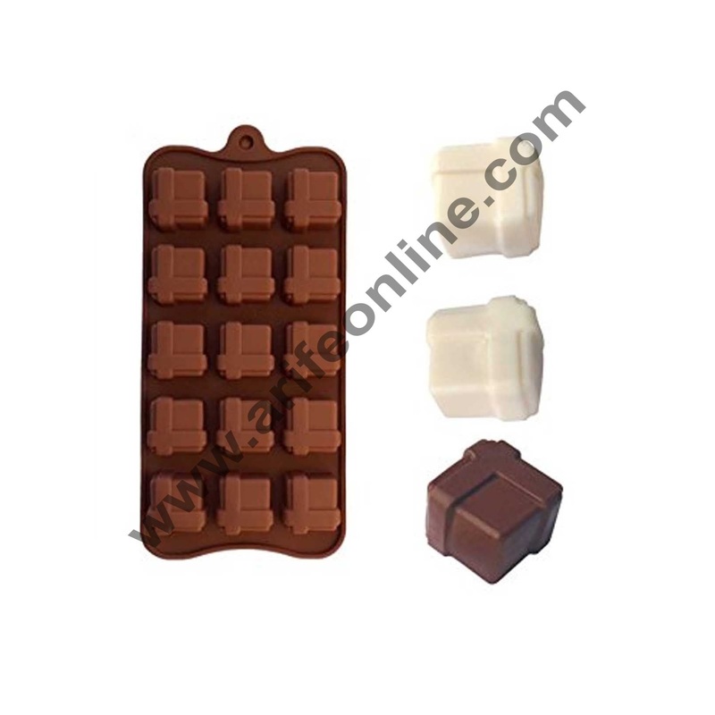 Cake Decor Silicon 15 Cavity GiftBox Brown Chocolate Mould, Ice Mould, Chocolate Decorating Mould