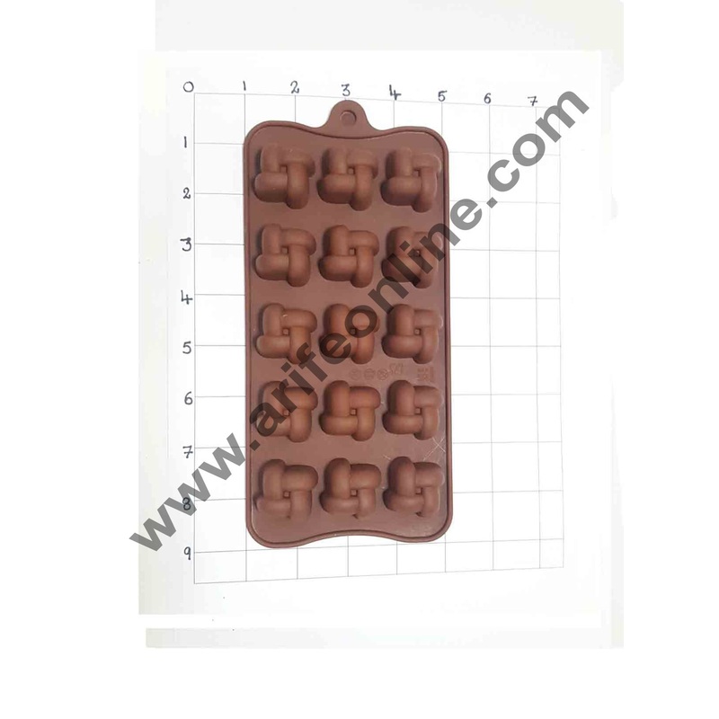 Cake Decor Silicon 15 Cavity Ribbon GiftBox Shape Brown Chocolate Mould, Ice Mould, Chocolate Decorating Mould