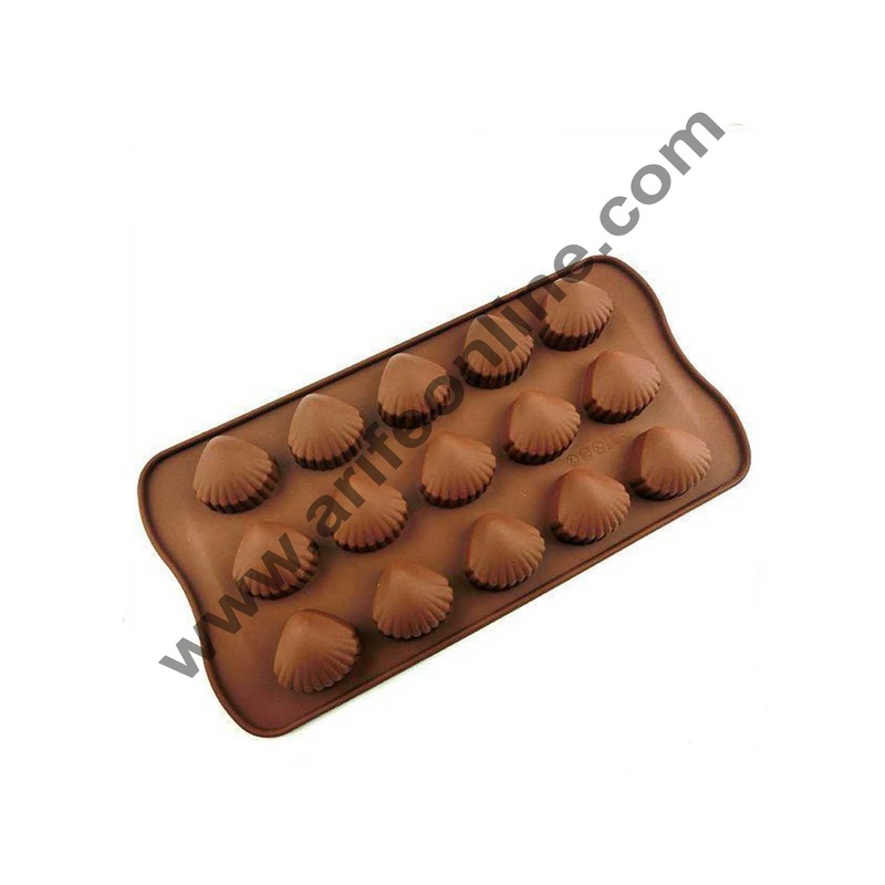 Cake Decor Silicon 15 Cavity Sea Shell Brown Chocolate Mould, Ice Mould, Chocolate Decorating Mould