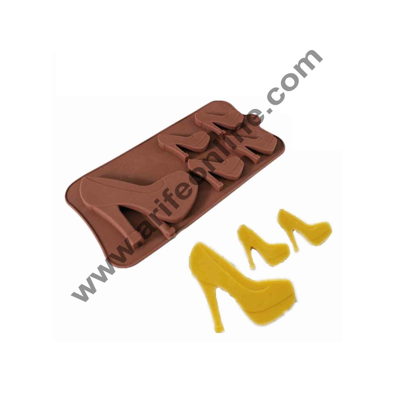 Cake Decor Silicon 5 Cavity Sandal Design Brown Chocolate Mould, Ice Mould, Chocolate Decorating Mould