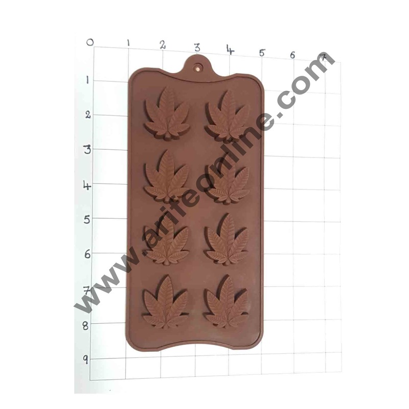 Cake Decor Silicon 8 Cavity Leaves Design Brown Chocolate Mould, Ice Mould, Chocolate Decorating Mould