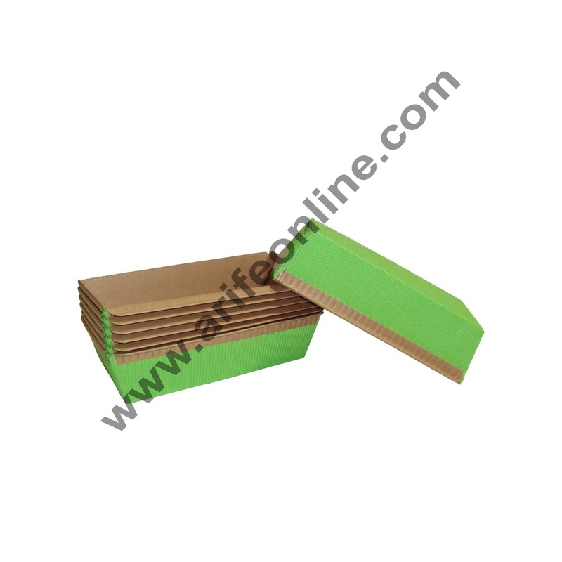 Novacart Bake & Serve Paper Baking Mould By Cake Decor - Plum Cake Mould Green 10 Pcs