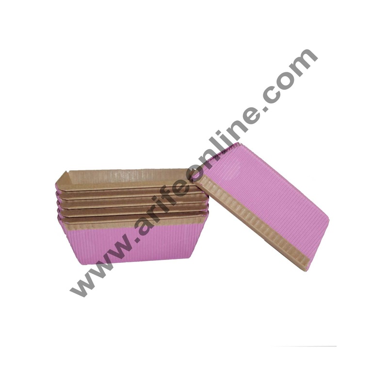 Novacart Bake & Serve Paper Baking Mould By Cake Decor - Plum Cake Mould Pink 10 Pcs