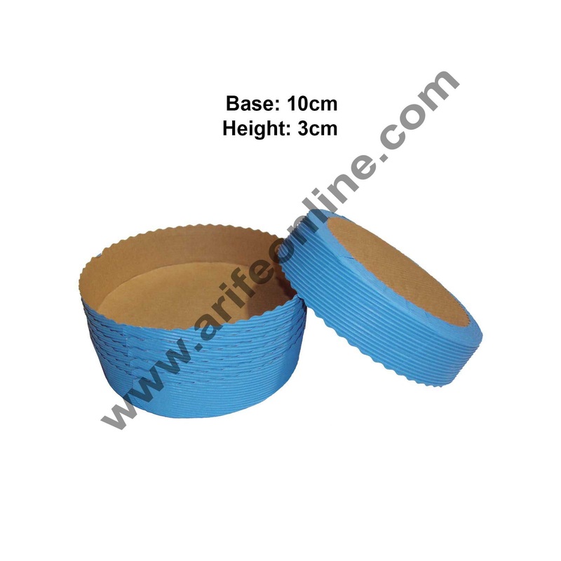 Novacart Bake & Serve Paper Baking Mould By Cake Decor - Round Cake Mould Blue 10 Pcs
