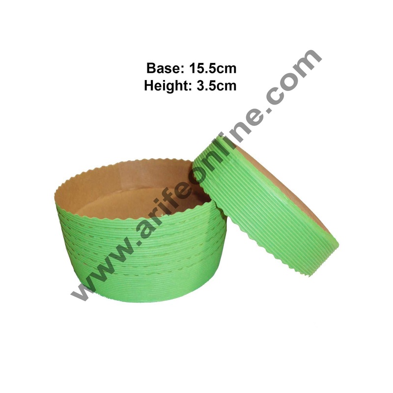 Novacart Bake & Serve Paper Baking Mould By Cake Decor - Round Cake Mould Green 10 Pcs