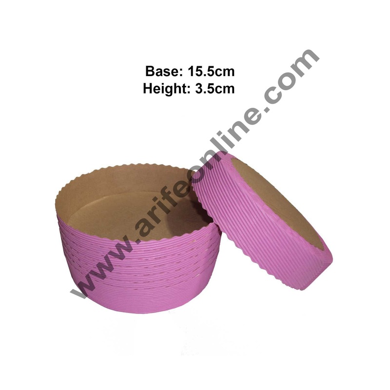 Novacart Bake & Serve Paper Baking Mould By Cake Decor - Round Cake Mould Pink 10 Pcs