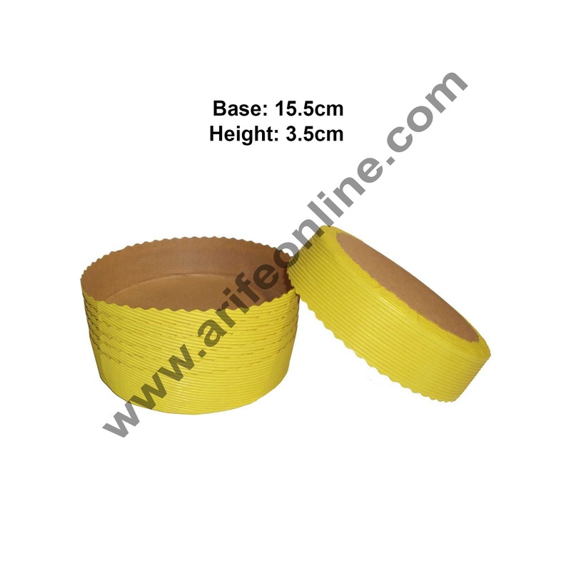 Novacart Bake & Serve Paper Baking Mould By Cake Decor - Round Cake Mould Yellow 10 Pcs
