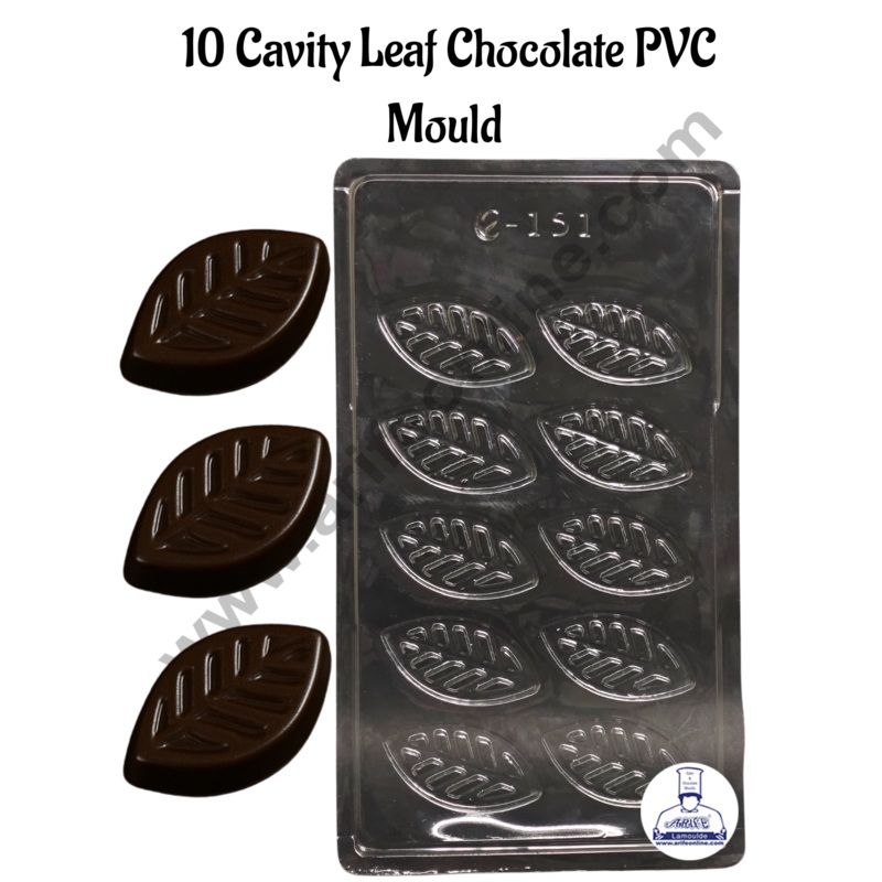 10 Cavity Leaf Shape Mould | PVC Chocolate mould (1 pcs pack) - E-151- CAKE DECOR