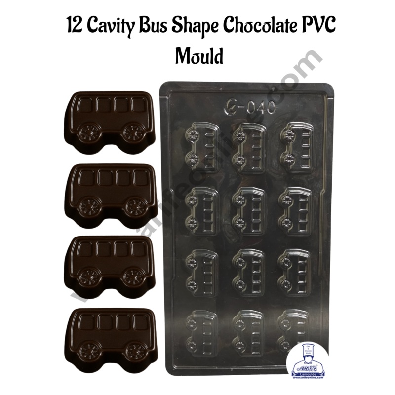 12 Cavity Bus Shape Mould PVC Chocolate mould (1 pcs pack) E-040 - CAKE DECOR