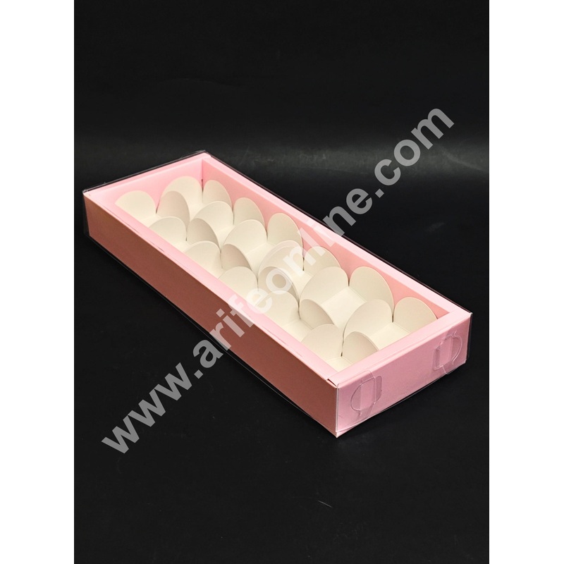 12 Cavity Premium Chocolate Box with Clear Lid | Pink | 1 Piece Pack