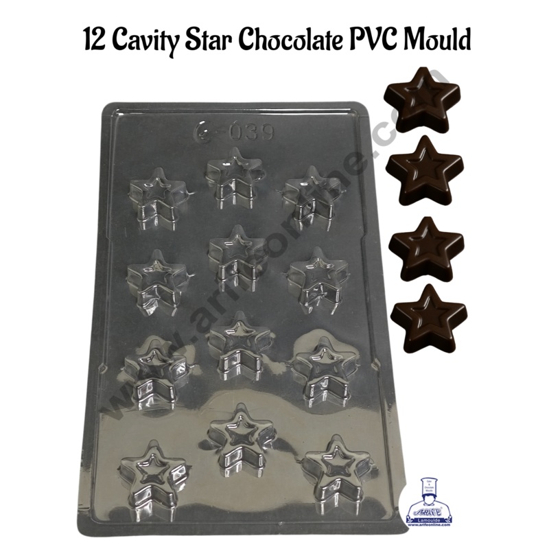 12 Cavity Star Shape Mould PVC Chocolate mould (1 pcs pack) E-039- CAKE DECOR