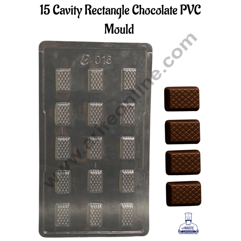 15 Cavity Rectangle Shape Mould PVC Chocolate mould (1 pcs pack) E-016- CAKE DECOR