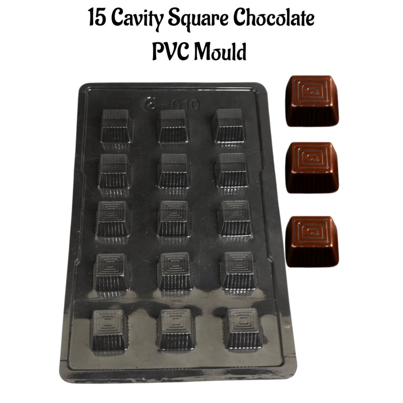 15 Cavity Square Shape Mould PVC Chocolate mould (1 pcs pack) - E-010- CAKE DECOR