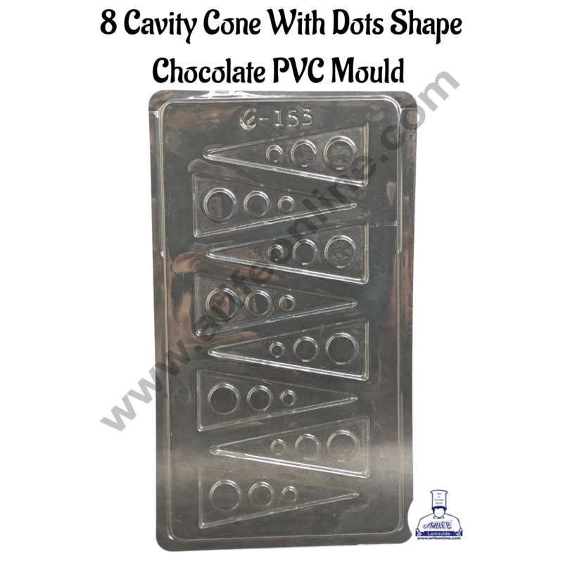 8 Cavity Cone With Dots Shape Mould | PVC Chocolate mould (1 pcs pack) - E-153- CAKE DECOR