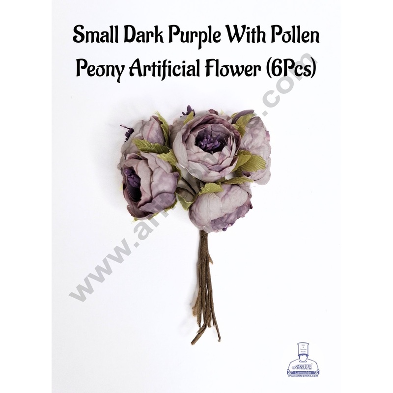 Artificial Shaded Peony Flowers Bouquet for Decoration  Dark Purple (1 Bunch) - CAKE DECOR