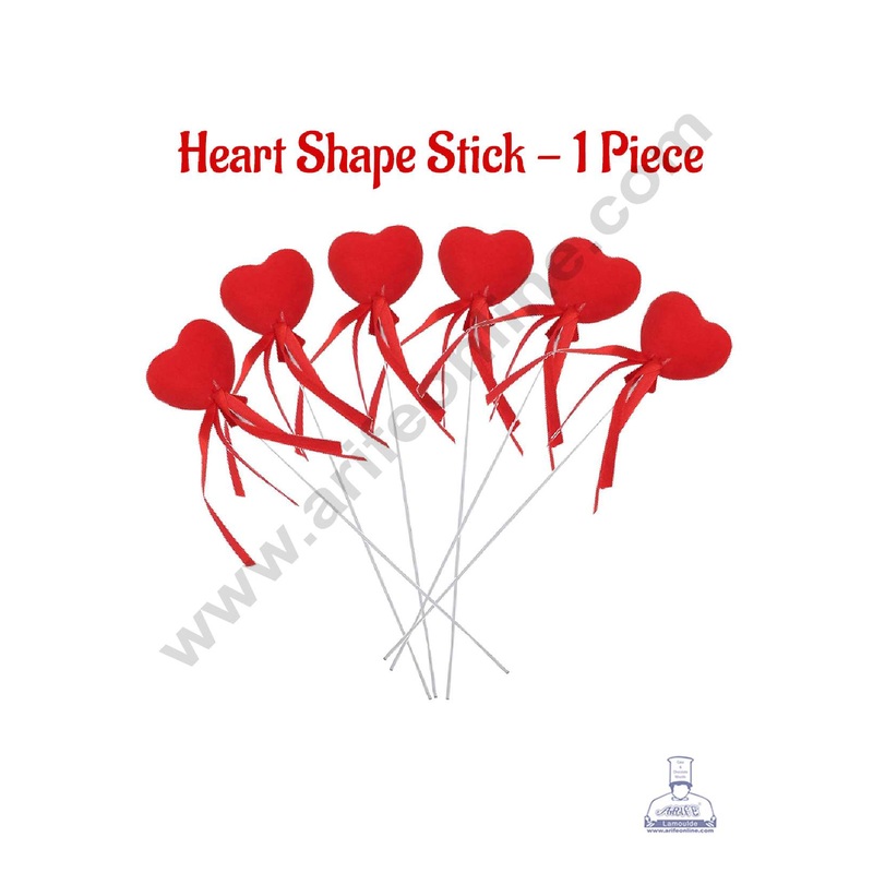 CAKE DECOR 1 Piece Heart Shape Stick | Valentine's Theme | Cake Topper | Bouquet Fillers | Decorative Accessories