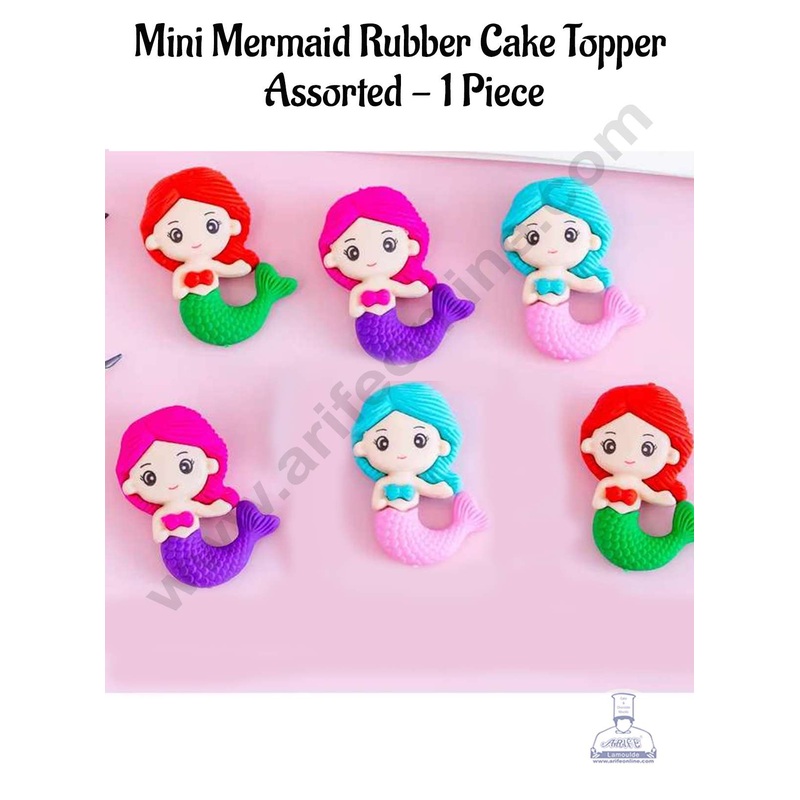 CAKE DECOR 1 Piece Mini Mermaid Rubber Cake Topper - Assorted (SBT-R-001)