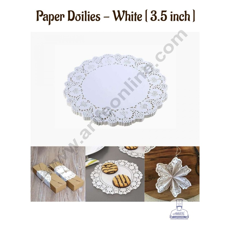 CAKE DECOR 3.5 inch Paper Doilies | Round Placemats | Decorative Accessories | Disposable Paper Mats - White (100 pcs Pack)