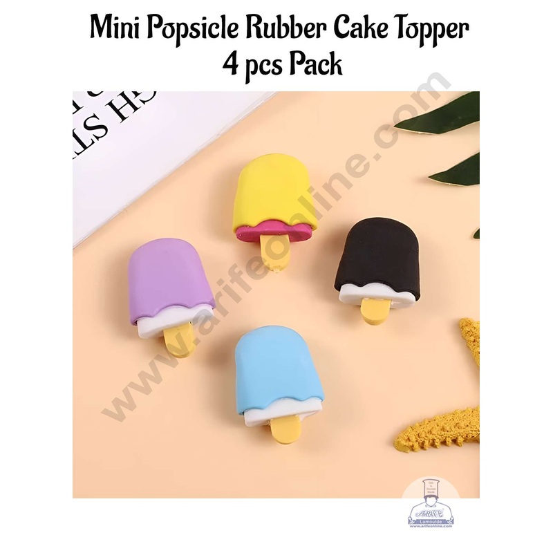 CAKE DECOR 4 Piece Mini Lolly Sticks Rubber Cake Topper - 4 Pcs Set (SBT-R-005)