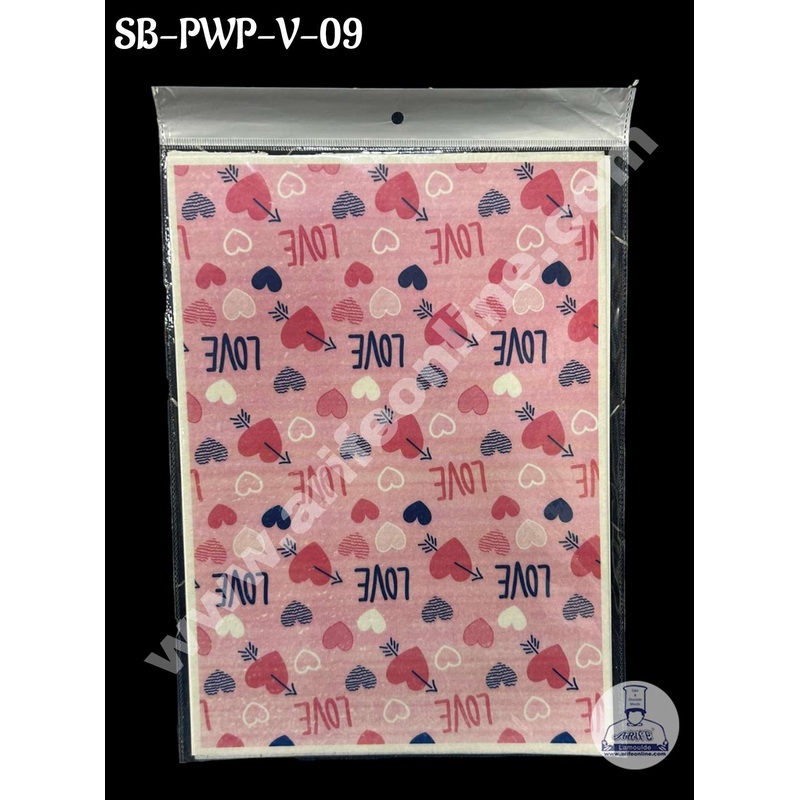 CAKE DECOR Love Heart Pink Printed Edible Wafer Paper Sheet for Cake Decoration - Valentine Theme - 1 Sheet (SB-PWP-V-09)