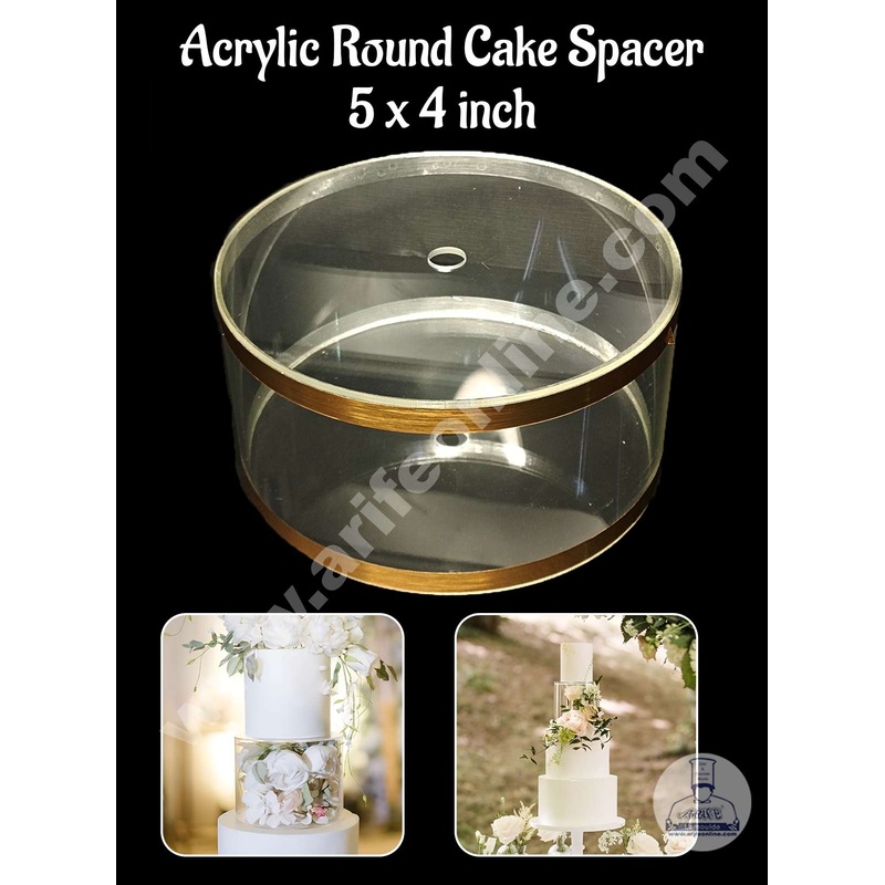 CAKE DECOR Round FILL-A-TIER Cake Spacer 5" X 4" Acrylic Clear Cake Display Spacer