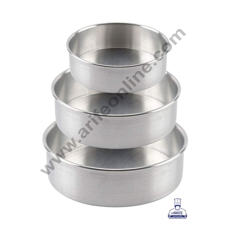 Cake Decor Round Shape Aluminum 3 in 1 Cake Mould Set of 3