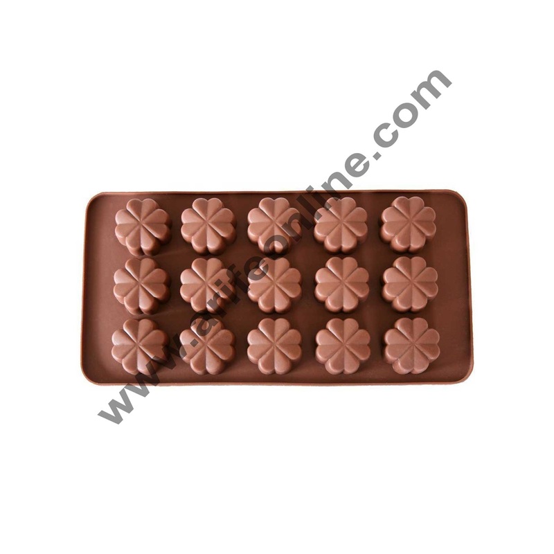 Cake Decor Silicon 15 Cavity Flower Design Brown Chocolate Mould, Ice Mould, Chocolate Decorating Mould