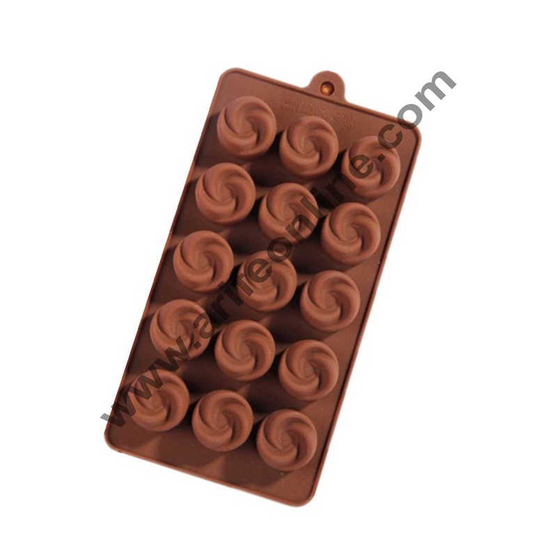 Cake Decor Silicon 15 Cavity Rose Shape Brown Chocolate Mould, Ice Mould, Chocolate Decorating Mould