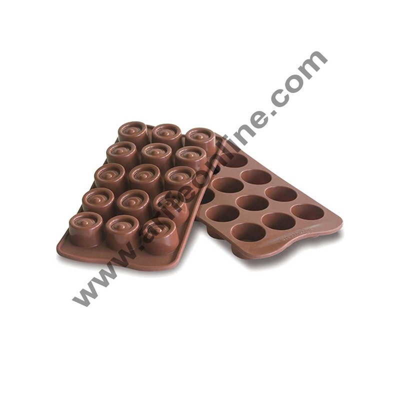 Cake Decor Silicon 15 Cavity Round Crical Brown Chocolate Mould, Ice Mould, Chocolate Decorating Mould