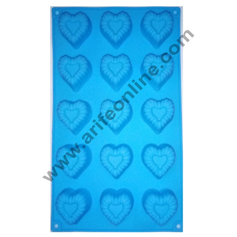 Cake Decor Silicon 15 in 1 Heart Shape Muffin Cupcake Mould
