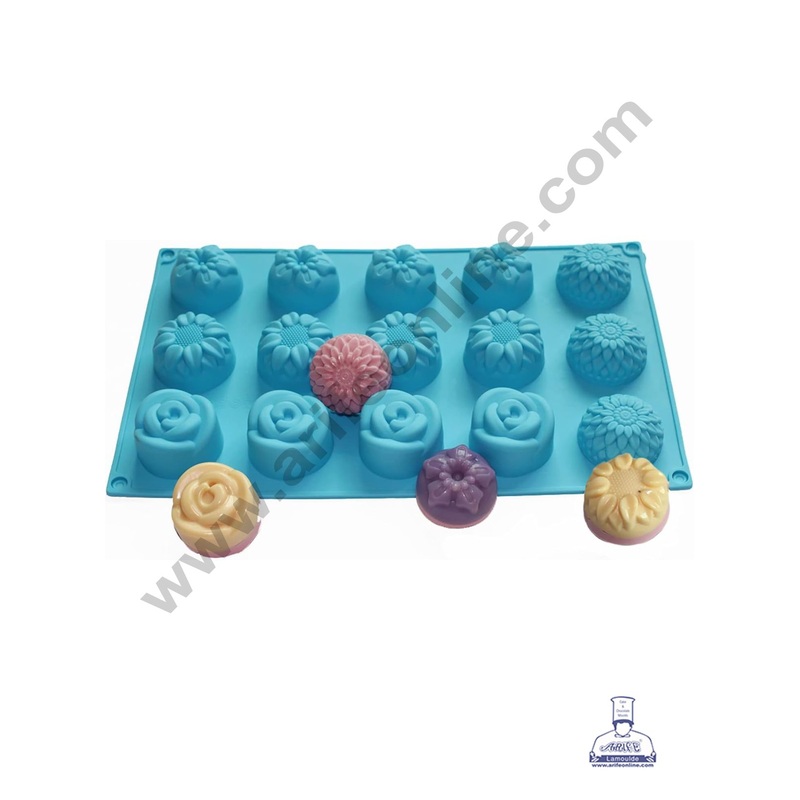 Cake Decor Silicon 15 in 1 Mix Flower Design Muffin Cupcake Mould