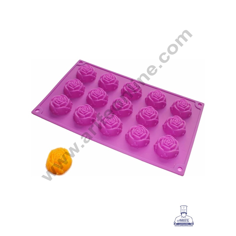 Cake Decor Silicon 15 in 1 Rose Shape Muffin Cupcake Mould