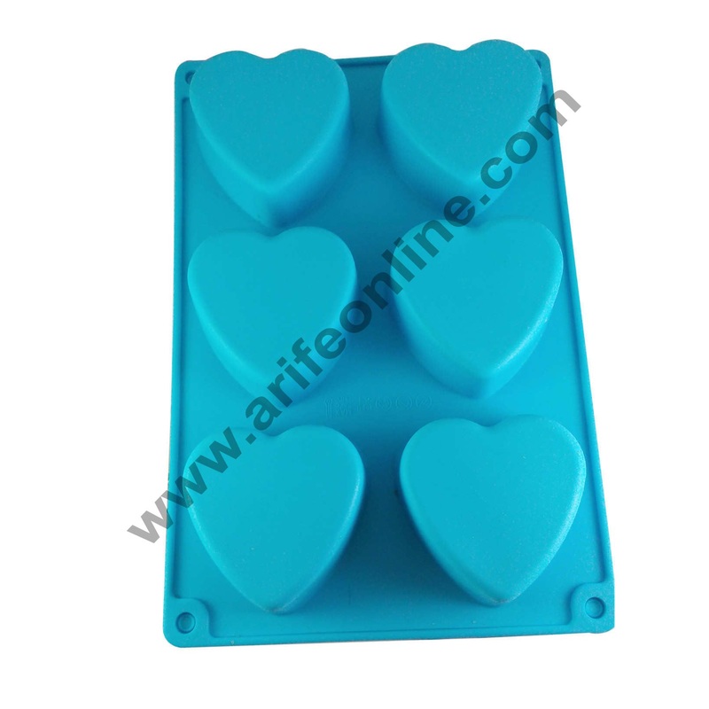 Cake Decor Silicon 6 in 1 Heart Shape Muffin Cupcake Mould