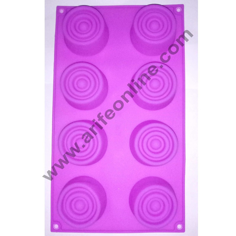 Cake Decor Silicon 8 in 1 Round Circle Muffin Cupcake Mould