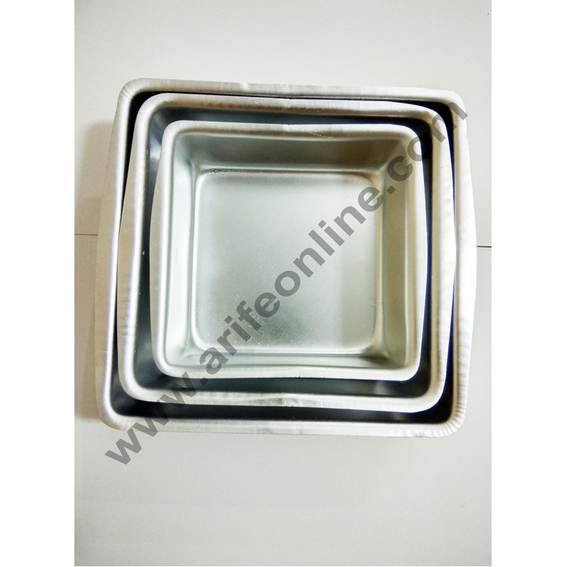 Cake Decor Square Shape Aluminum 3 in 1 Cake Mould Set of 3