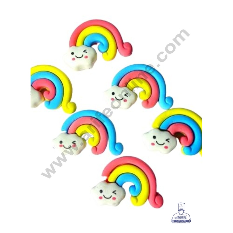 Cloudy Rainbow Rubber Cake Topper - 1 Pc -CAKE DECOR